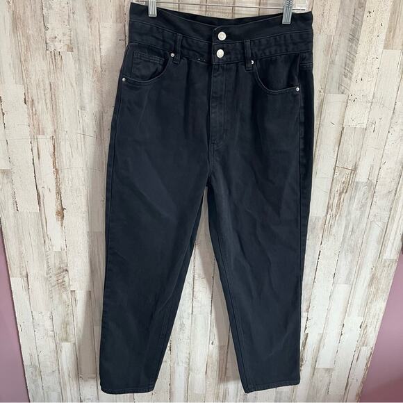 Pacsun Black Super High Rise Mom Jeans Paperbag - Picture 1 of 7